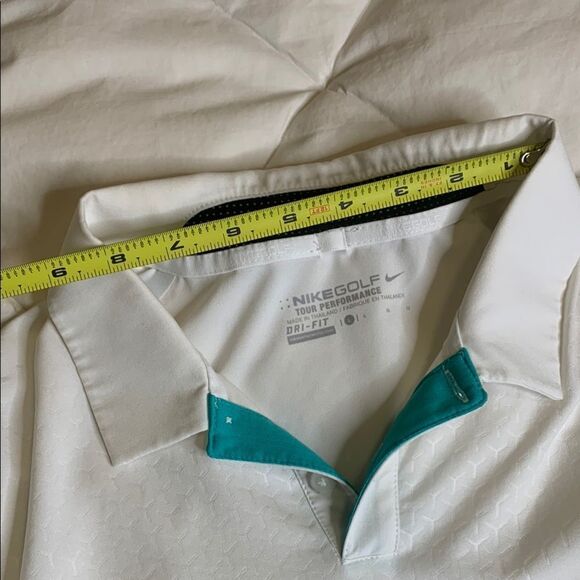 Nike GOLF TOUR PERFORMANCE, Men's White and Teal Polo Shirt, large - Picture 12 of 14